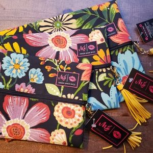 Makeup Junkie Bags in Black Floral print